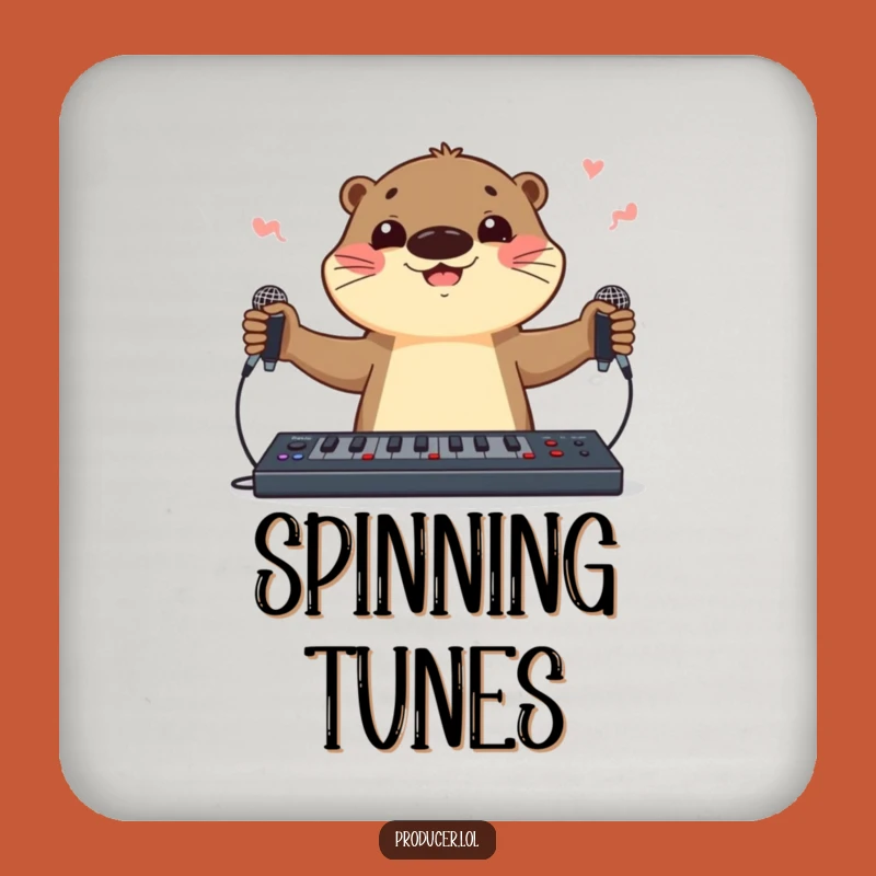 Funny Otter DJ Coaster Set: Protect Surfaces with Musical Flair