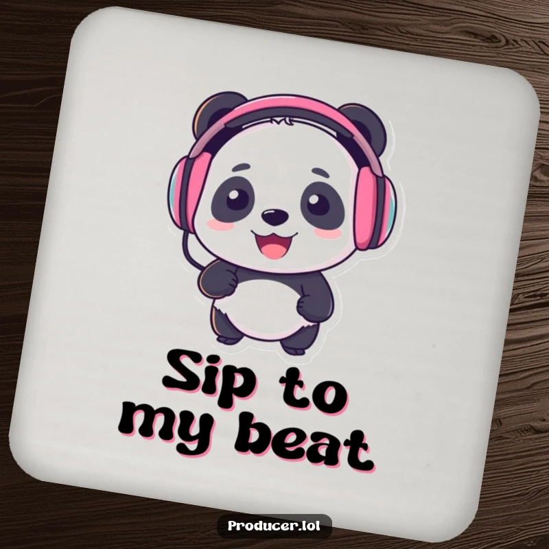 Funny Panda DJ Coasters: A panda DJ setting the mood, perfect funny gift for home bar decor.