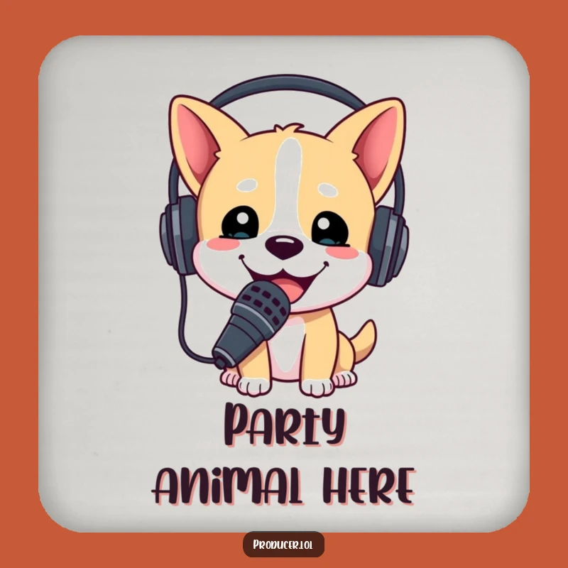 Funny Dog DJ Coaster: Headset Mic Protection, Humorous Gift