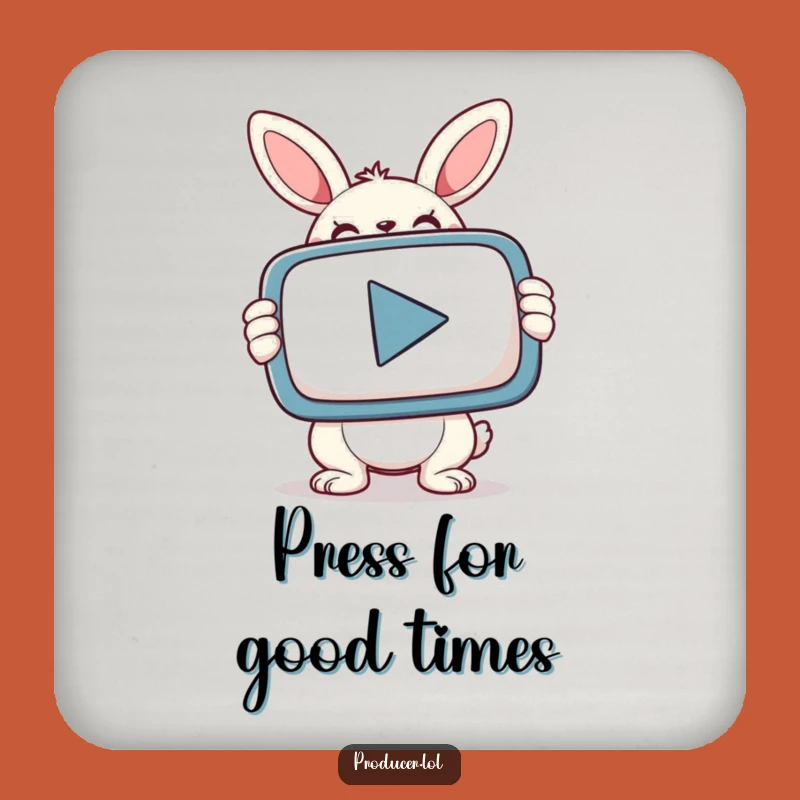 Funny Bunny Gamer Drink Coaster: Protect Surfaces, Press Play
