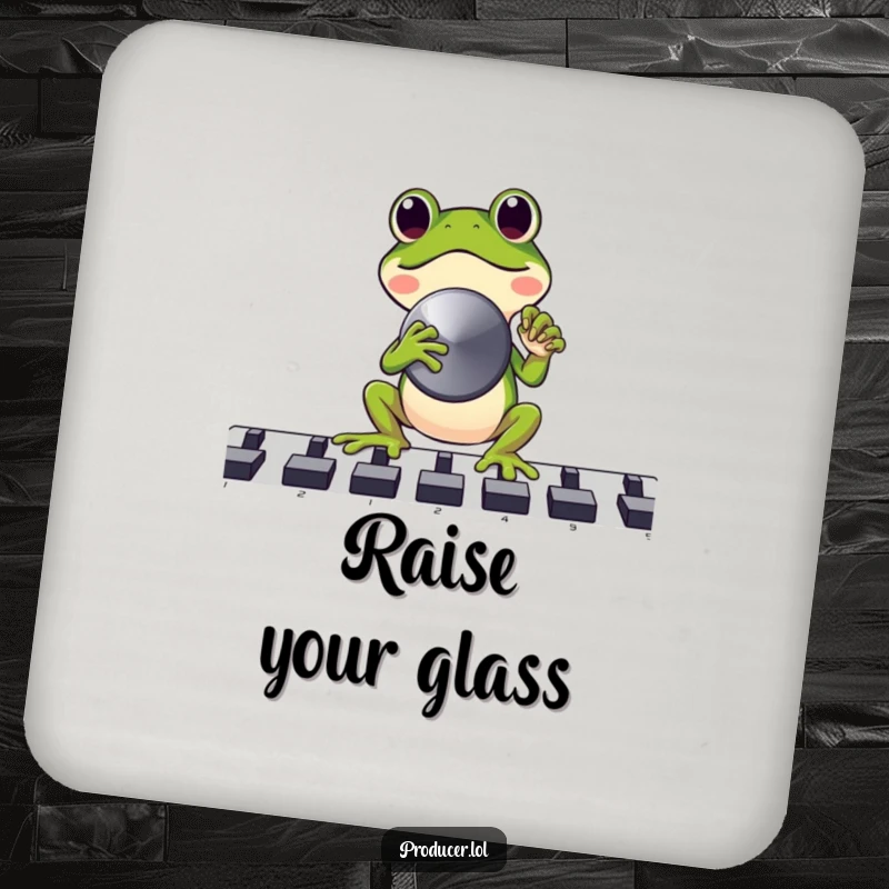 Funny Frog DJ Coasters: Joyful frog DJ setting the mood, perfect funny gift for music lovers.
