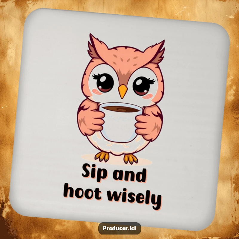 Funny Owl Coaster: A smiling owl offers a coffee cup, protecting your surfaces with a dose of adorable and humorous charm.