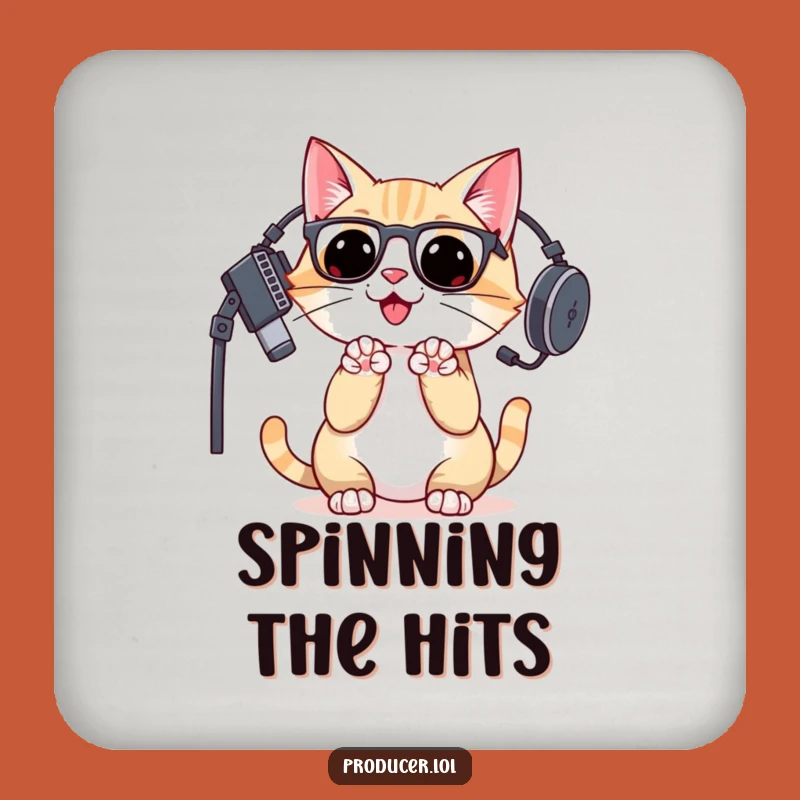 Funny Cat DJ Drink Coaster: Protect Surfaces with Musical Style