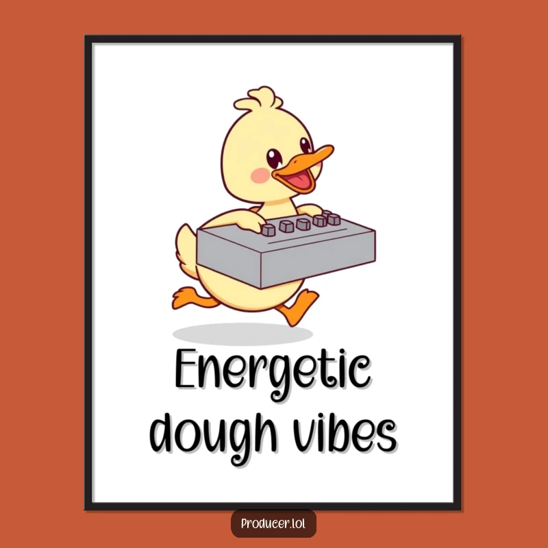 Funny Duck Poster: Energetic Baker, Whimsical Wall Art!