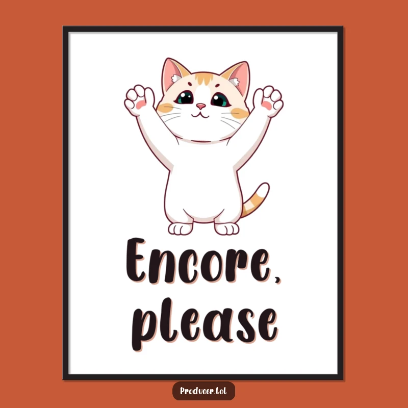 Funny Cat Ovation Poster: Hilarious Wall Art for Cat Enthusiasts!