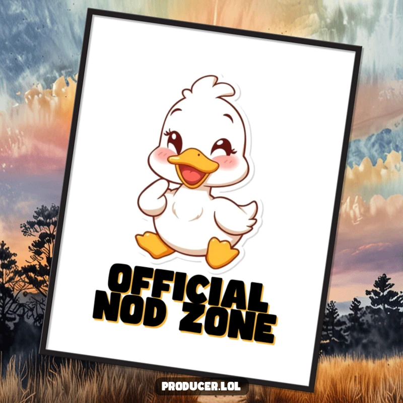 Funny duck poster featuring a cheerful duck with a nod and a wink, adding a humorous and uplifting touch to decor.