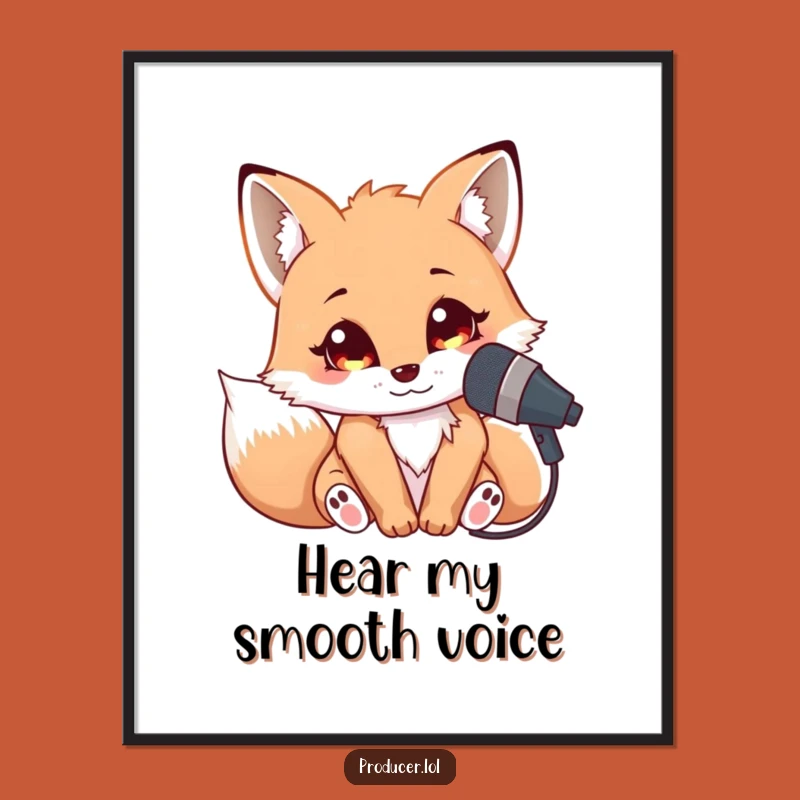 Funny Fox Singer Poster: Hilarious Microphone Artwork for Your Music Space