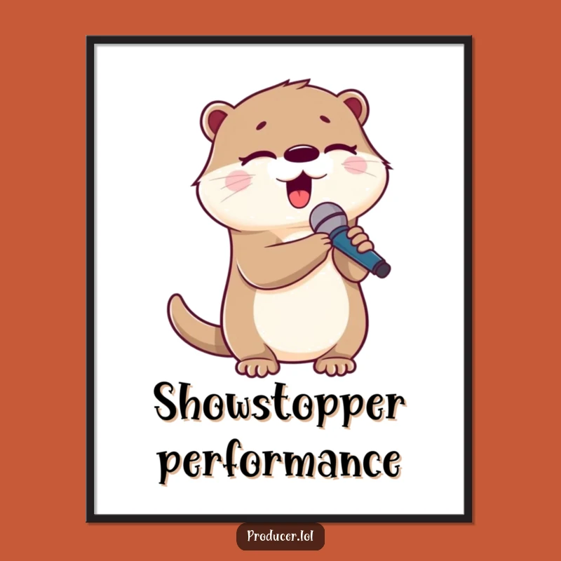 Funny Otter Singing Poster - Cute Microphone Art for Music Lovers