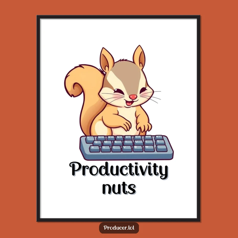 Funny Squirrel Keyboard Poster: Busy Art, Hilarious Vibes, Wall Decor Gift