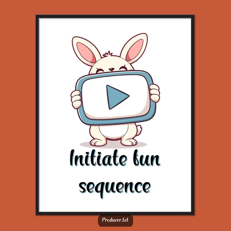 Funny Bunny Gamer Poster: Play Button Art for Your Room