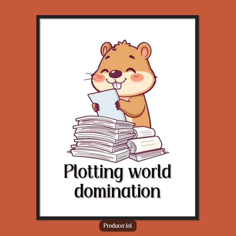 Funny Beaver Script Sorter Poster: Diligent Art, Hilarious Wall Decor for Writers