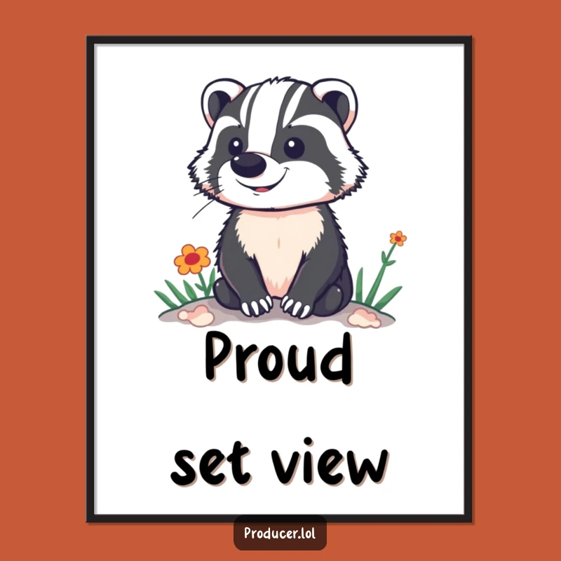 Funny Proud Badger Poster: Vibrant Set View, Hilarious Wall Art Gift Idea