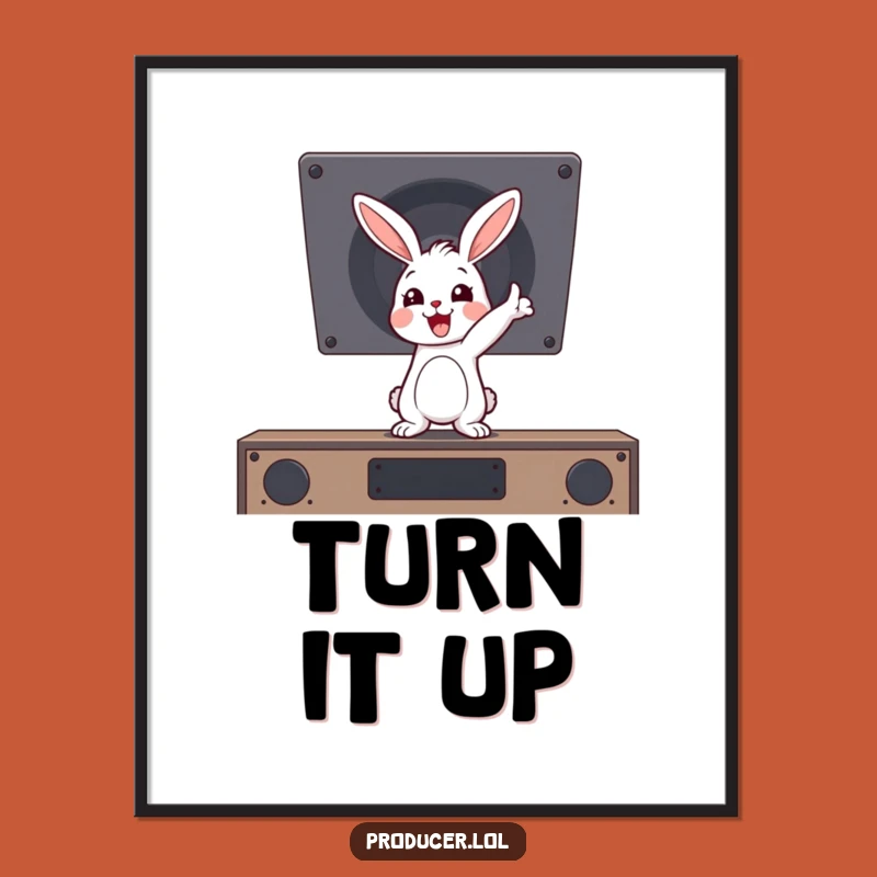Funny Rabbit Concert Poster, Energetic Music Art Print, Hilarious Wall Decor Gift