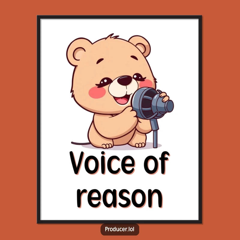 Funny Concentrated Bear Poster: Motivational Wall Art for Music Lovers