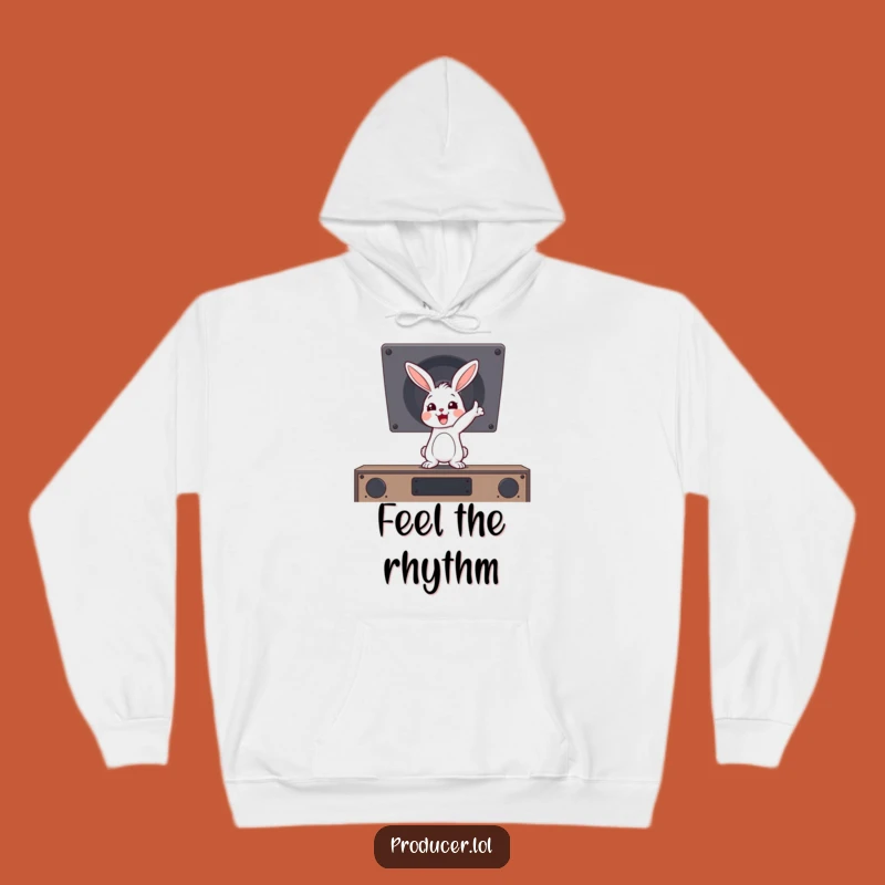 Funny Rabbit Music Enthusiast Hoodie, Cozy & Hilarious Gift for Sound Lovers