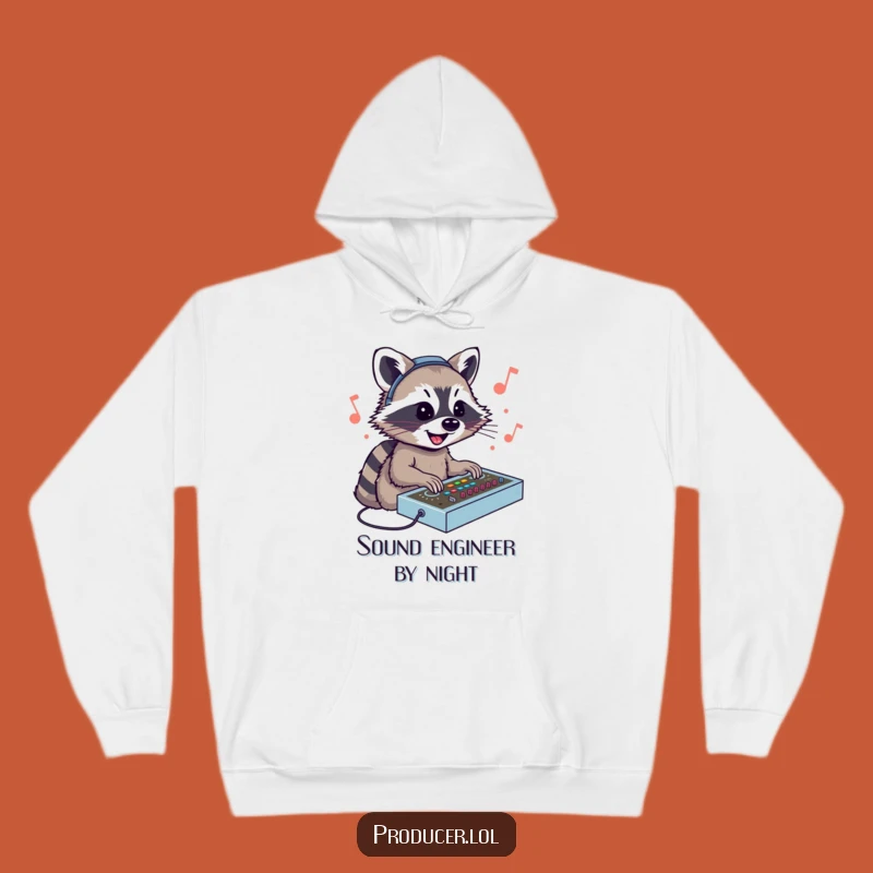 Funny Raccoon DJ Hoodie: Cozy & Hilarious Music Producer Sweatshirt for Sound Engineers