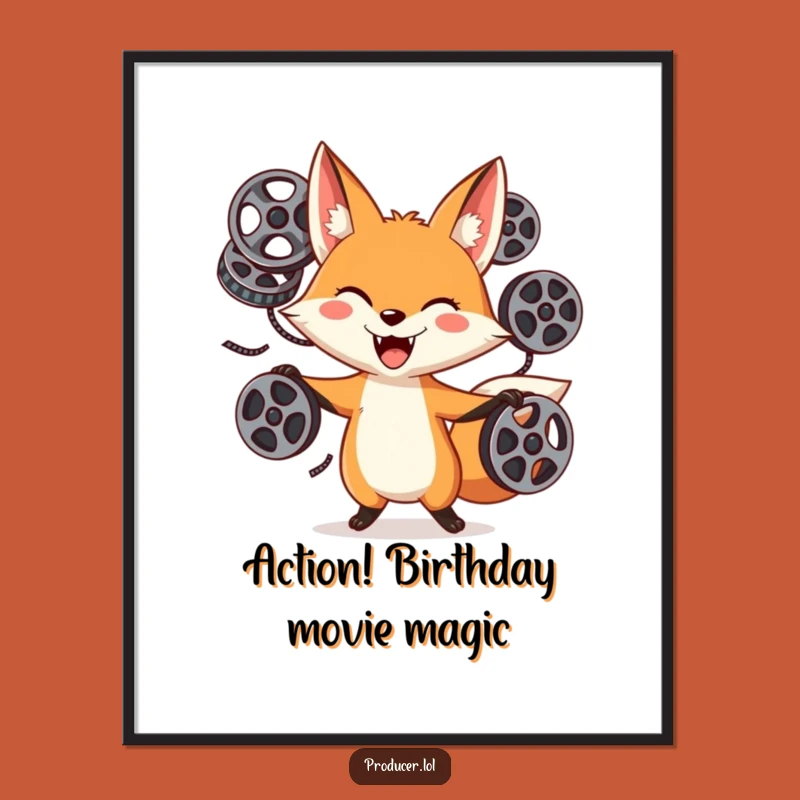 Free Printable Juggling Fox Art: Quirky Downloadable Wall Decor for Film Fans