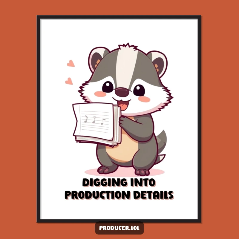 Free Printable Wall Art: Playful Badger with Production Notes, Quirky Downloadable Decor!