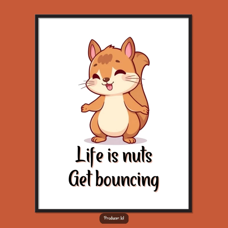 Free Printable Funny Wall Art: Bouncing Squirrel Rhythm - Energetic Downloadable Decor!