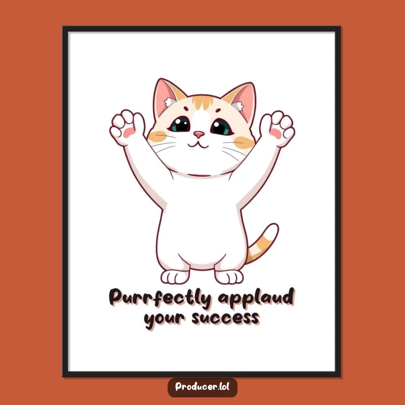 Free Printable Wall Art: Funny Cat Standing Ovation for Instant Room Cheer