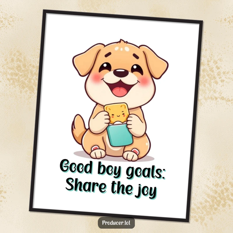 Funny Free Printable Wall Art: A delighted dog shares a snack, bringing warmth and laughter to any room.