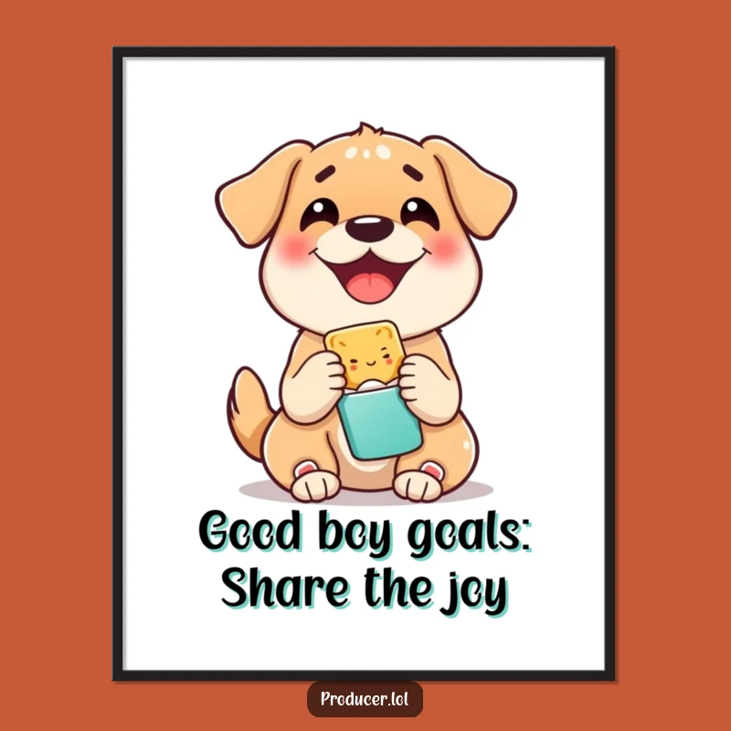 Free Printable Wall Art: Happy Dog Sharing Snack, Funny Dog Downloadable Art Gift