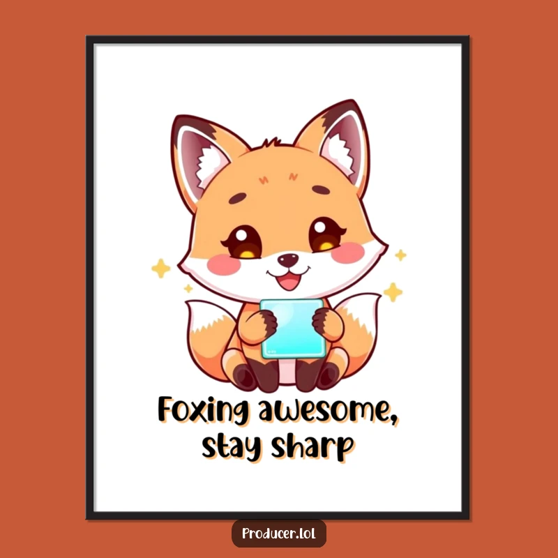 Free Printable Wall Art: Playful Fox Screen - Funny Downloadable Decor
