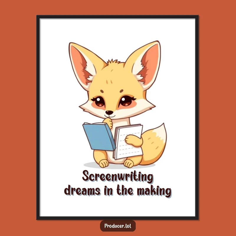 Funny Free Printable Wall Art: Fennec Fox Writer - Witty Downloadable Decor