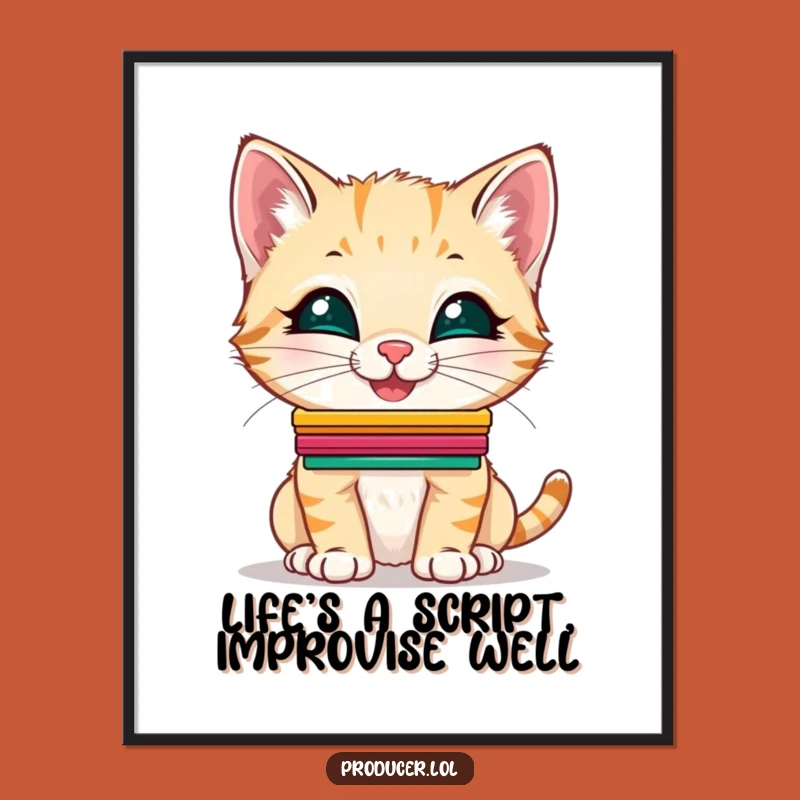 Funny Free Printable Wall Art: Giggling Kitten Cue Cards Humorous Downloadable Decor