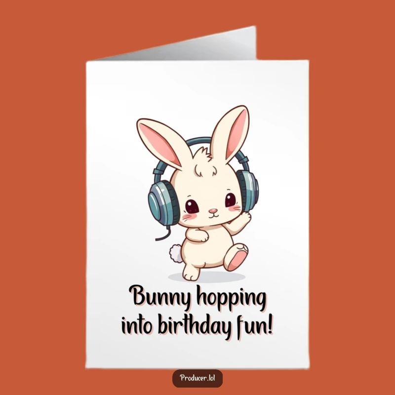 Free Printable Birthday Card: Bunny DJ Headphones, a Groovy Downloadable Gift