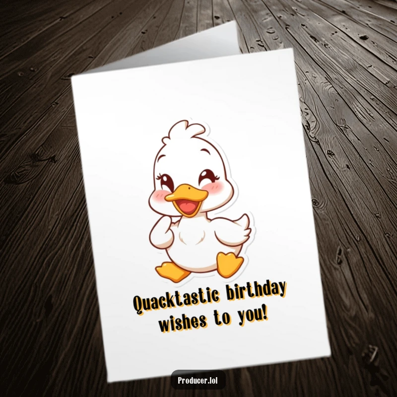 Funny Free Printable Birthday Card: Cheerful duck giving a quick nod and wink of approval, perfect for a joyful celebration.
