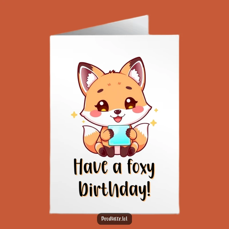 Free Printable Fox Birthday Card - Funny Tech Lover Downloadable Greeting