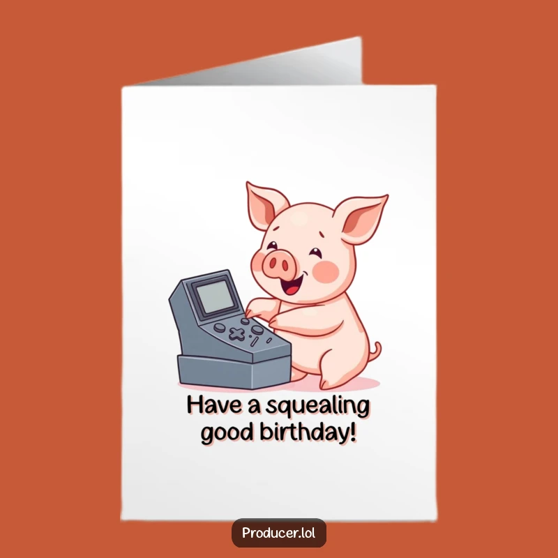 Free Printable Birthday Card: Pig's Button-Pushing Fun for a Hilarious Celebration