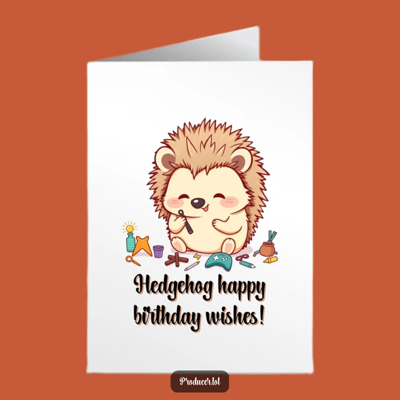 Free Printable Birthday Card: Hedgehog's Organized Joy, Hilarious Downloadable Greeting