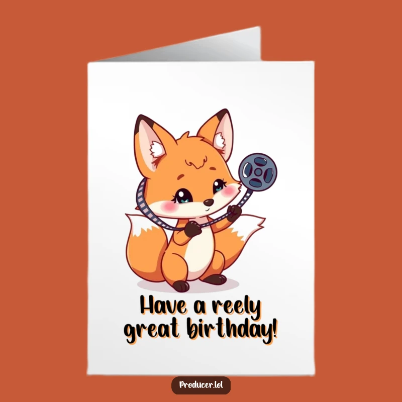 Playful Fox Birthday Card: Free Printable Movie Night Card for a Star-Studded Celebration