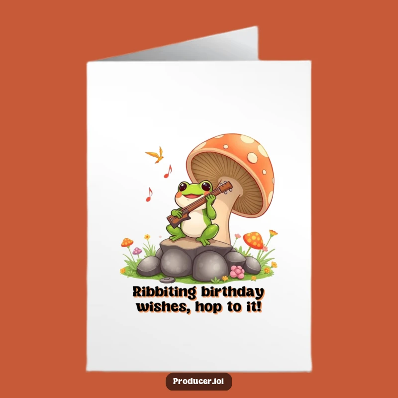 Free Printable Frog Symphony Birthday Card - Funny Downloadable Mushroom Music Greeting