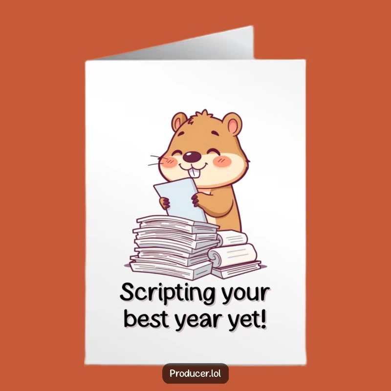 Free Printable Birthday Card: Funny Beaver Script Sorter Greeting Downloadable