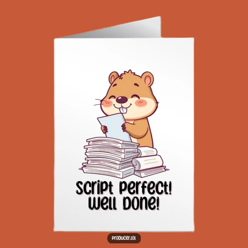 Free Printable Congrats Card: Funny Beaver Script Master Downloadable Success