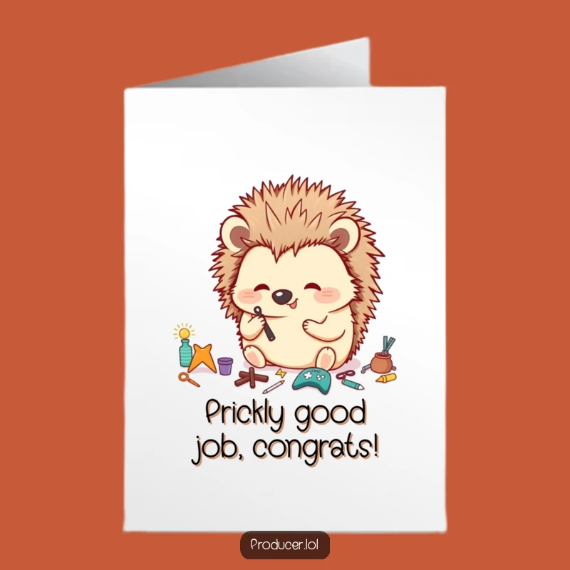 Free Printable Congrats Card: Hedgehog's Perfect Setup, Hilarious Downloadable Greeting