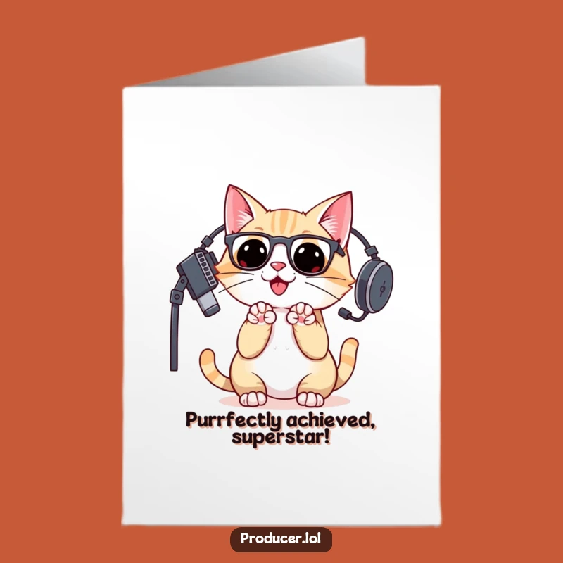 Free Printable Congratulations Card: Funny Cat DJ Celebrating Your Amazing Achievement!