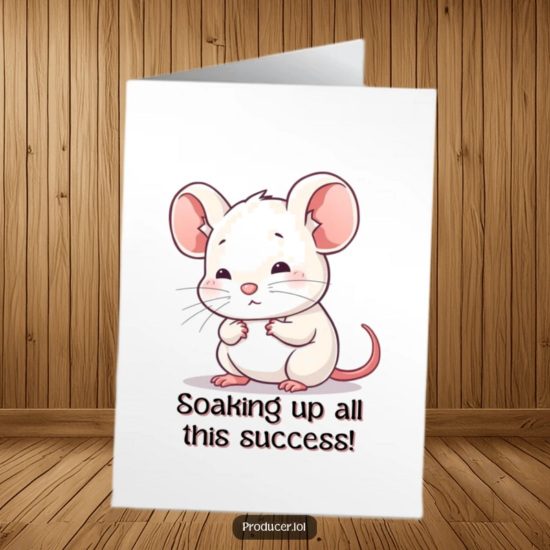 Funny Free Printable Congrats Card: An observant mouse listens intently, perfect for congratulating someone who pays attention.