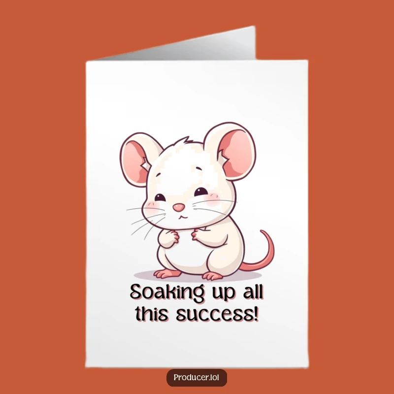 Free Printable Congrats Card: Thoughtful Mouse Listening, Funny Animal Downloadable Gift
