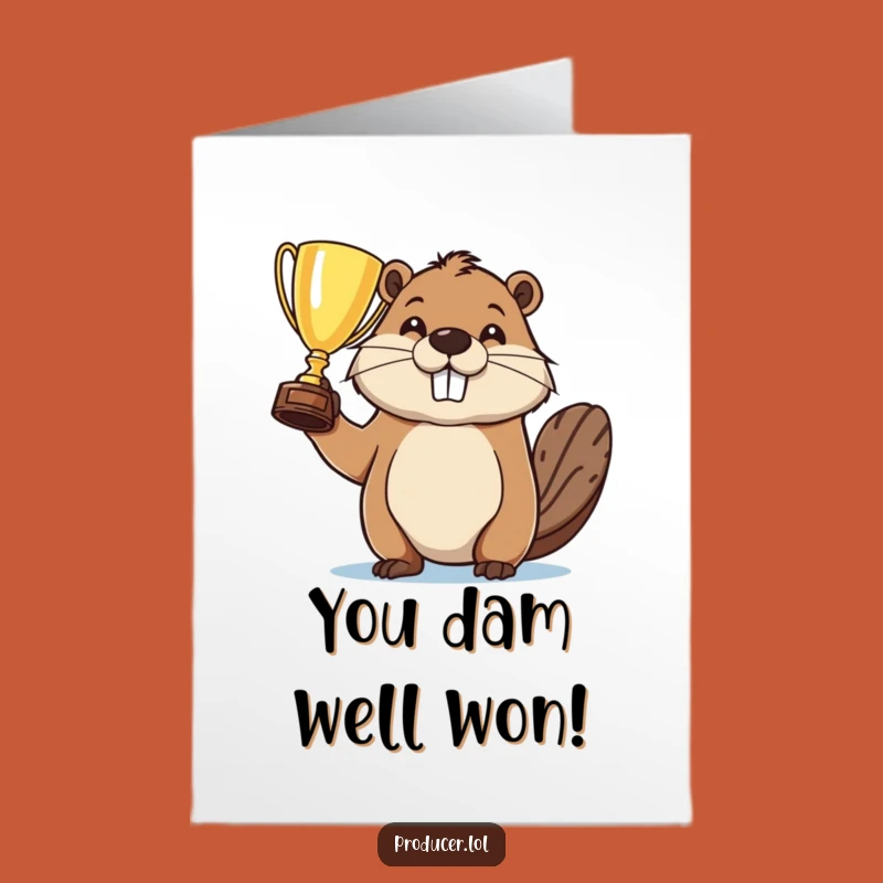 Free Printable Congrats Card: Beaver's Victory Lap! Funny Downloadable Gift