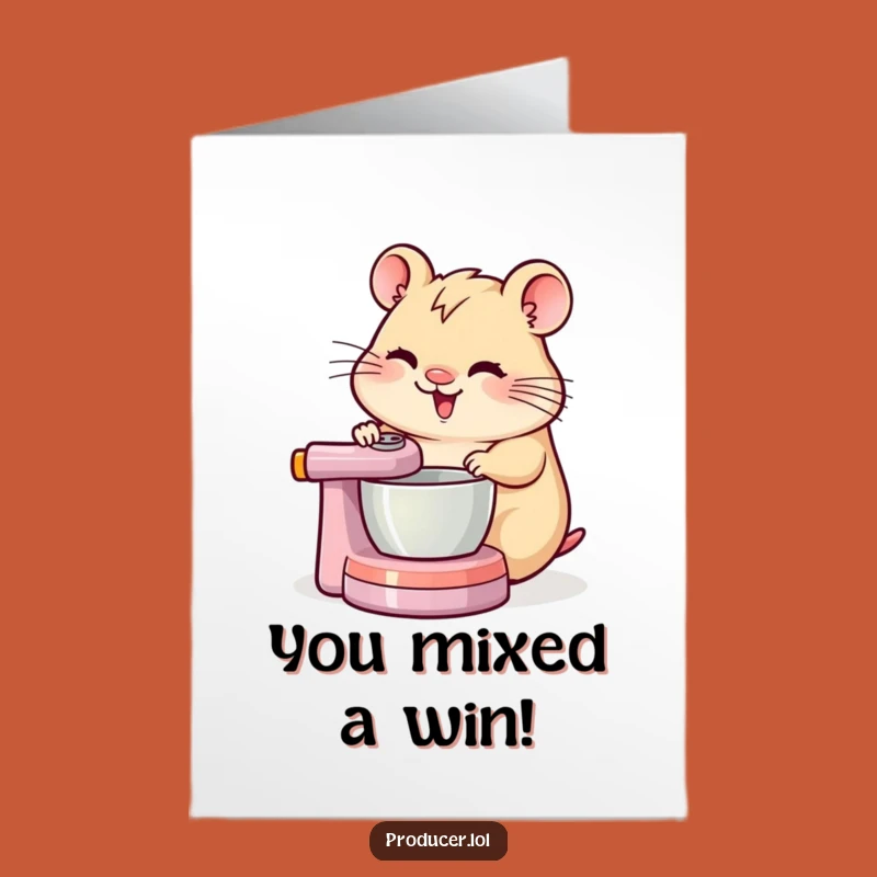 Free Printable Congratulations Card: Hamster DJ Mixing Your Victory Tunes!