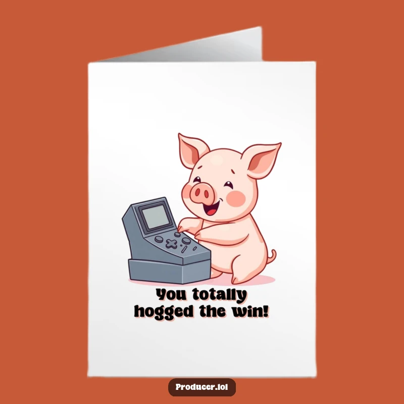 Free Printable Congratulations Card: Pig's Console Control for Your Awesome Success