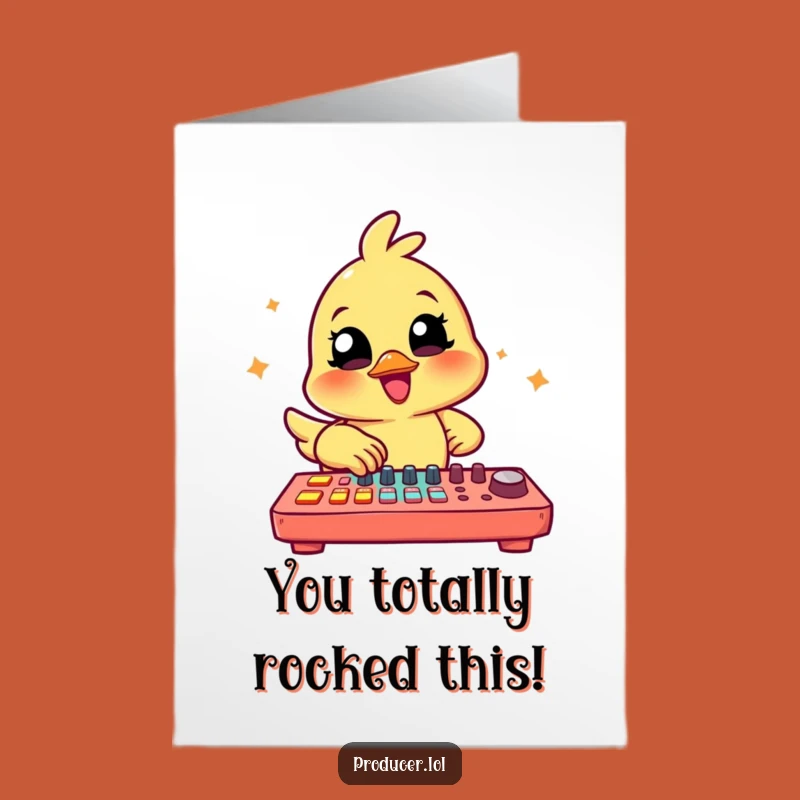 Free Printable Congrats Card: Chick Producer Celebrates Your Success with a Sonic Boom!