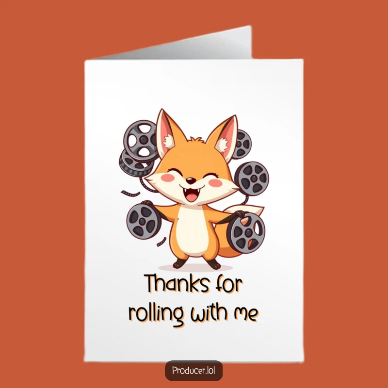 Free Printable Juggling Fox Thank You Card: Fun Downloadable Gift for Reel Gratitude
