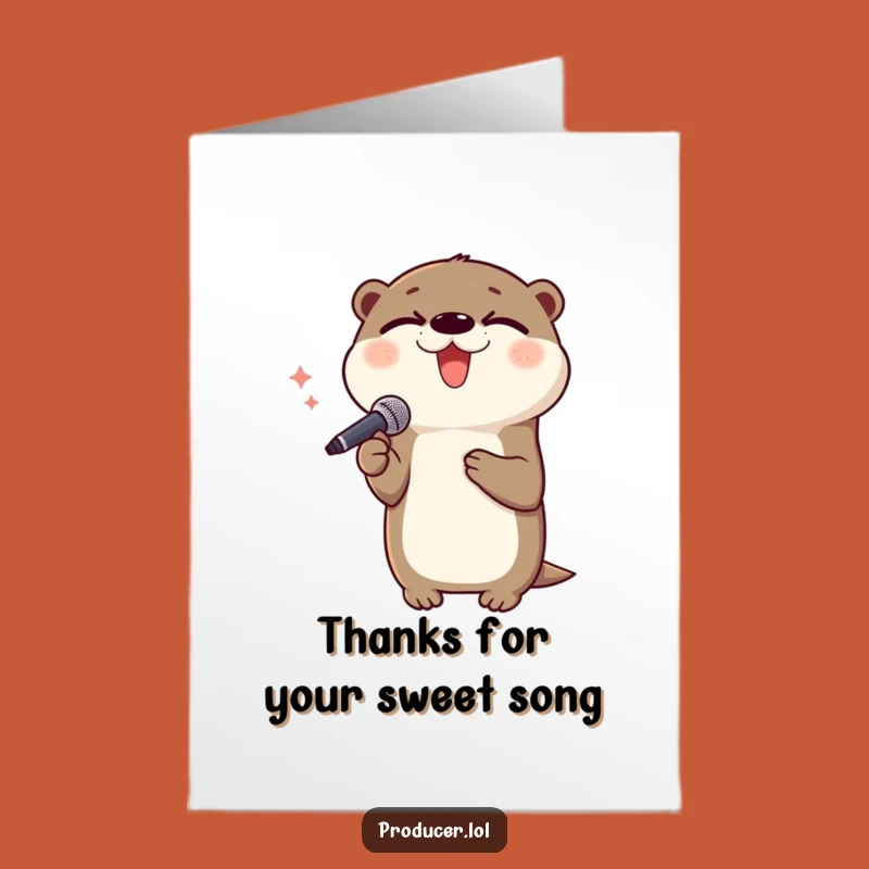 Free Printable Otter Thank You Card: Funny Singing Design, Grateful Downloadable Gift