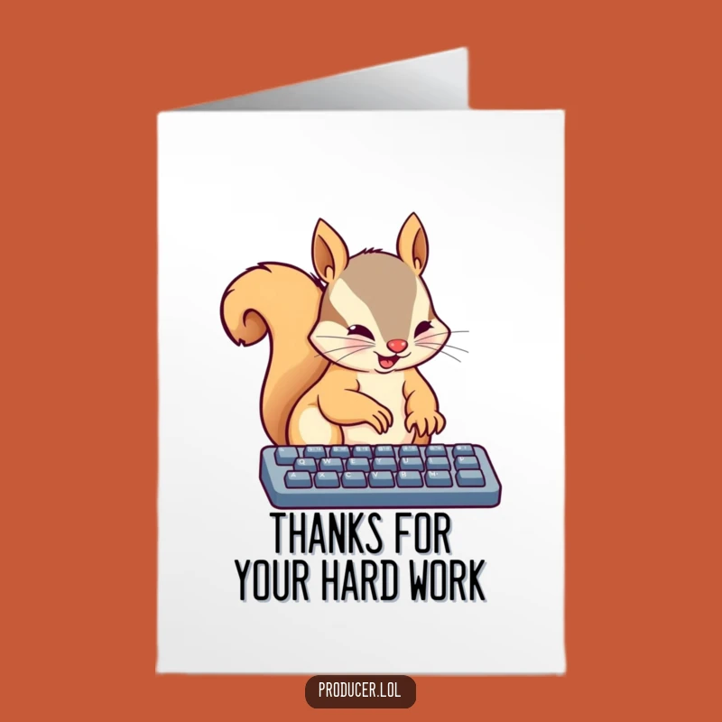 Free Printable Thank You Card: Busy Squirrel Typer - Grateful Downloadable Greeting
