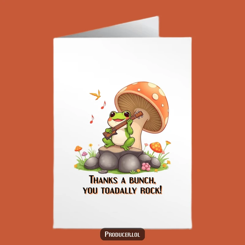 Free Printable Froggy Thanks Card - Funny Downloadable Mushroom Music Greeting